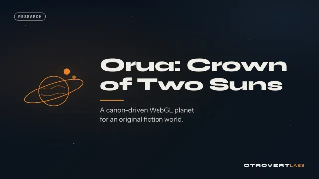 Orua title card: a ringed planet under twin suns